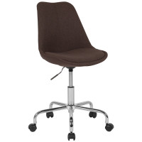 Flash Furniture CH-152783-BN-GG Aurora Series Mid-Back Brown Fabric Task Chair with Pneumatic Lift and Chrome Base 